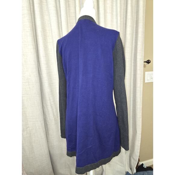 41Hawthorn Women's Large Bluish Purple And Gray Long Open Front Cardigan - Picture 4 of 8